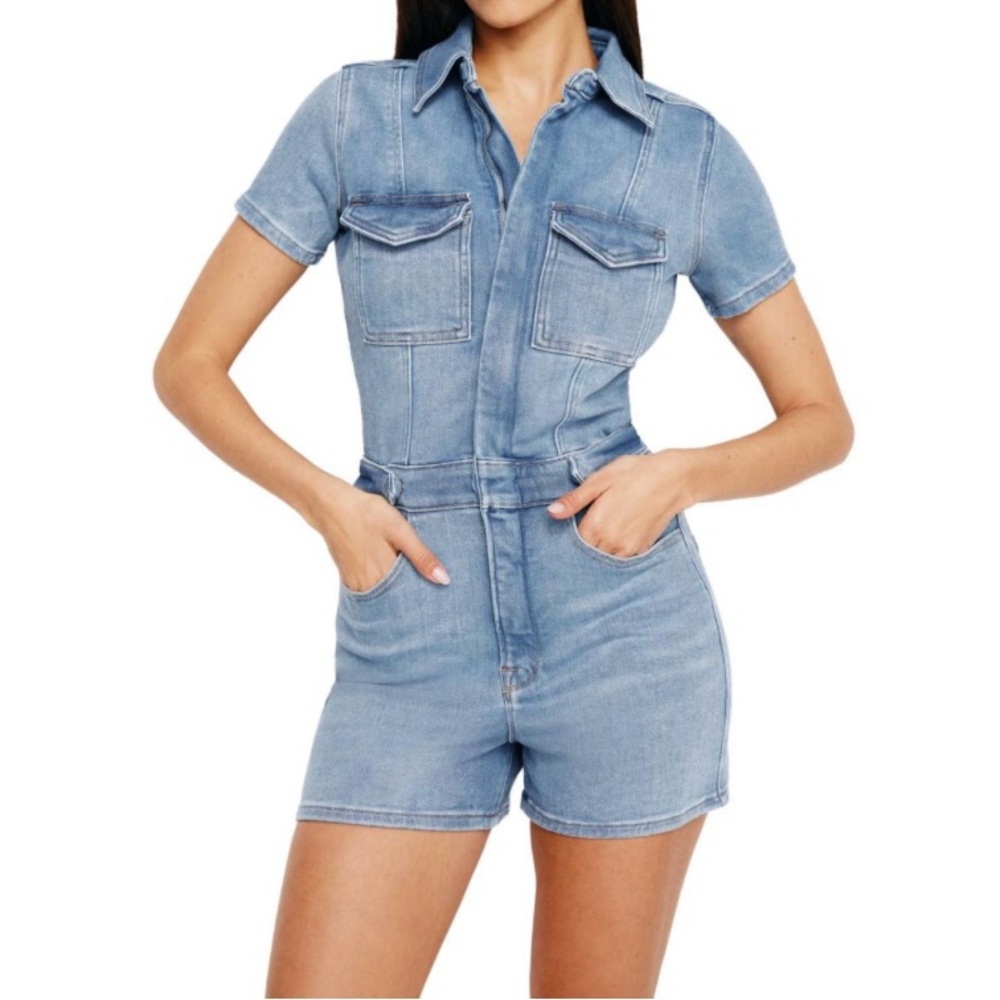 Denim Short Sleeve Romper